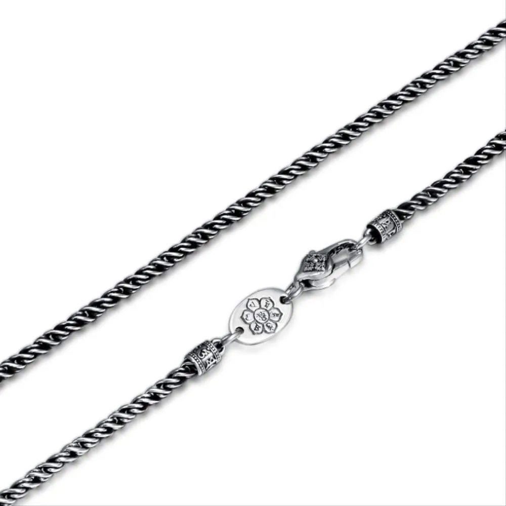Pure Men Women 2mm 3.0mm Twist Necklace s925 Real Chain Necklace Male