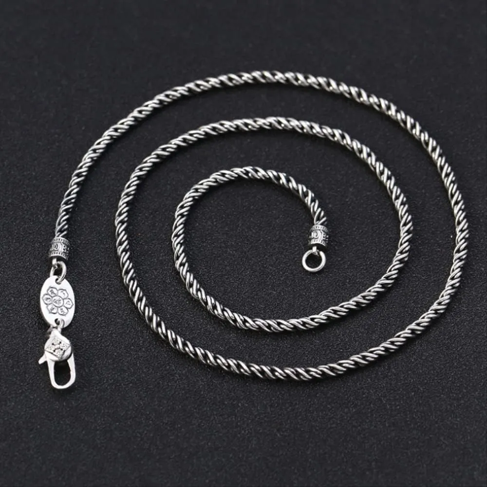 Pure Men Women 2mm 3.0mm Twist Necklace s925 Real Chain Necklace Male