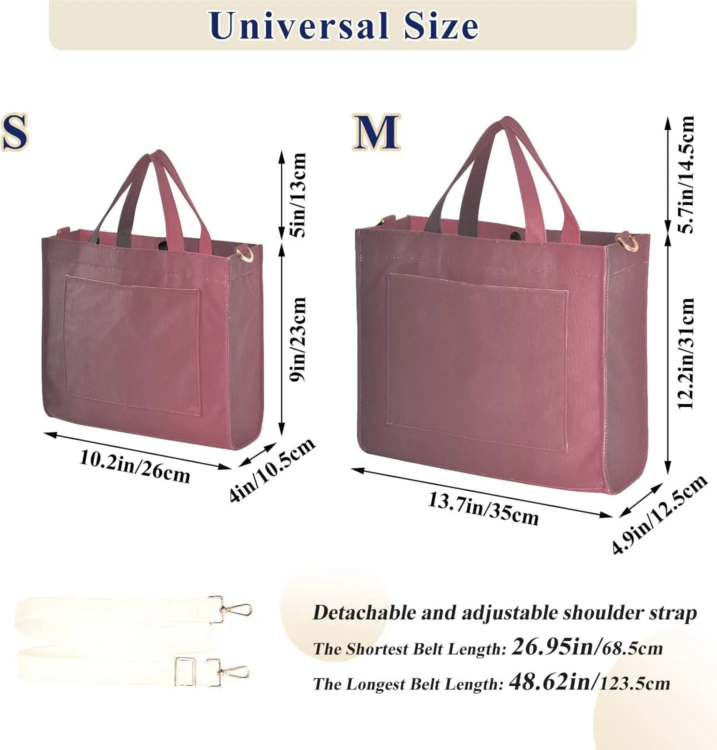 Purple Gradient Tote Purse Women, Corduroy Totes Bags for Women College Tote Bag Small Bag