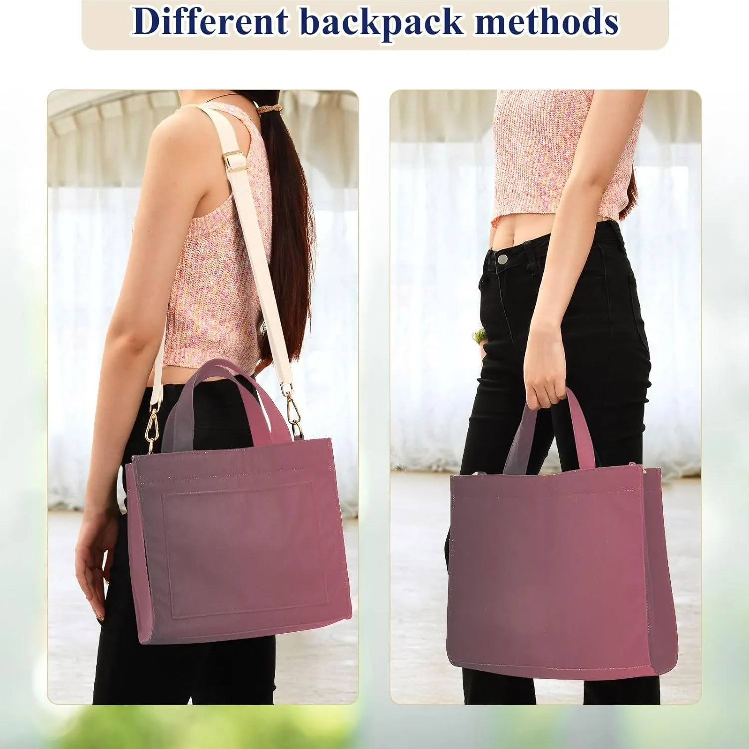 Purple Gradient Tote Purse Women, Corduroy Totes Bags for Women College Tote Bag Small Bag