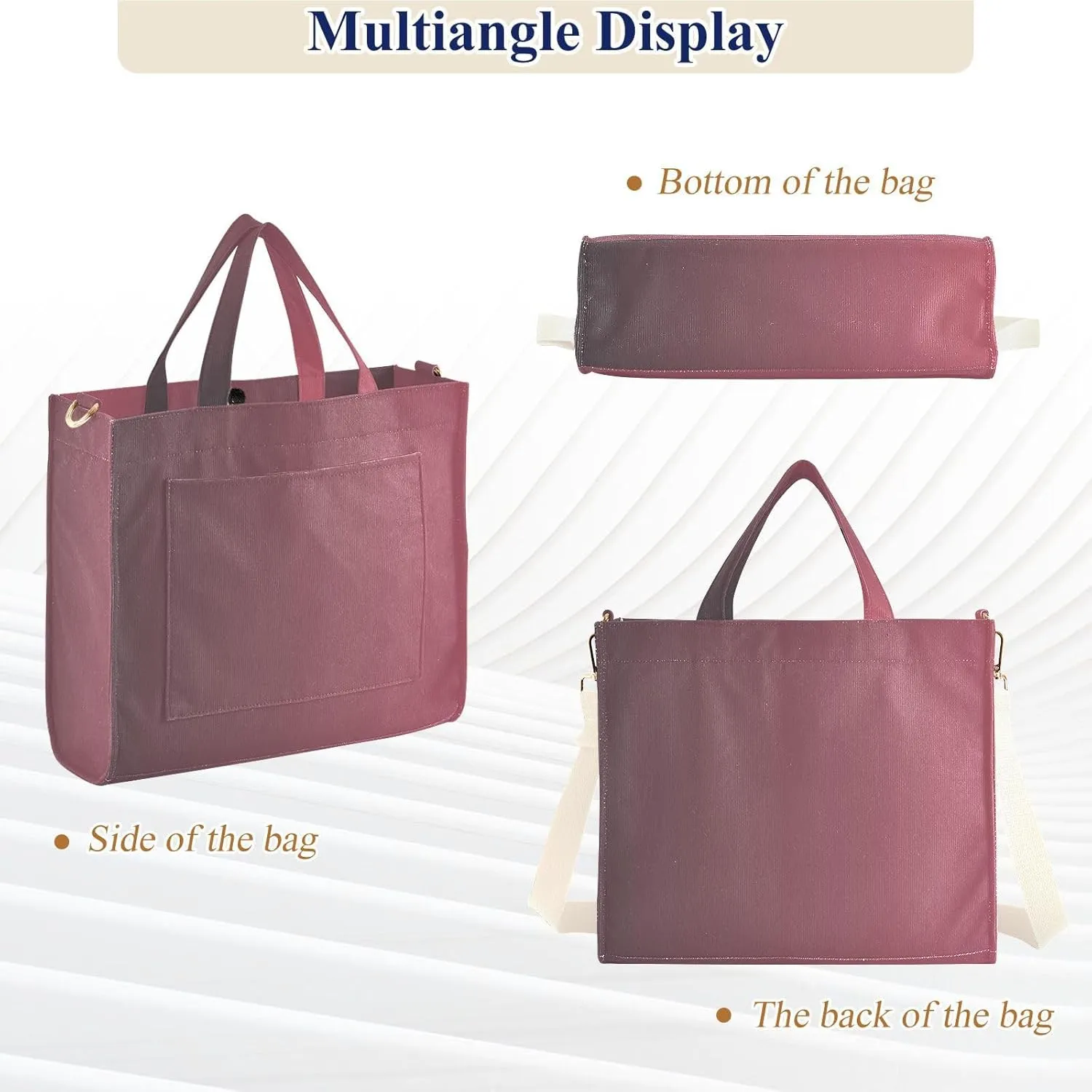 Purple Gradient Tote Purse Women, Corduroy Totes Bags for Women College Tote Bag Small Bag