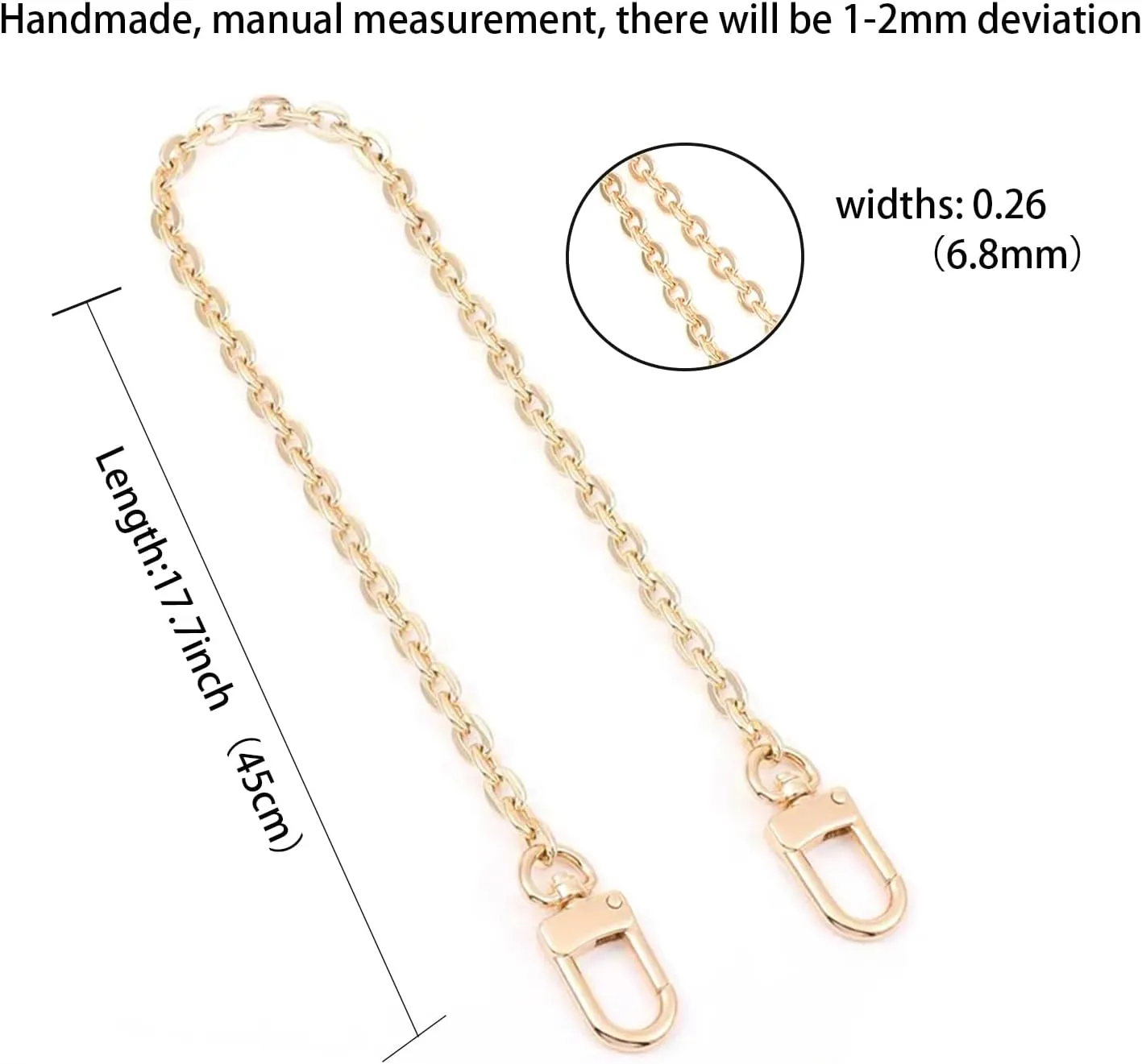 Purse Chain Strap Crossbody Gold Chain Shoulder Bag Replacement Strap with Metal Buckles
