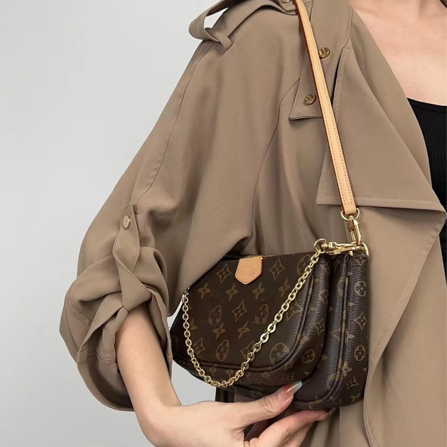 Purse Chain Strap Crossbody Gold Chain Shoulder Bag Replacement Strap with Metal Buckles