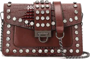Purse for Women Trendy Leather Shoulder Bag Chain Ladies Crossbody Bags Vintage Crocodile Print Satchel Handbag for Women