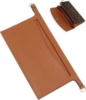 Purse Insert Organizer Conversion Kit for Emilie, Crossbody Conversion kit Compatible with LV Sarah Wallet, Convert Classic Long Flap Wallet Into Crossbody Bag (Brown)