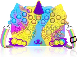 QUANA Sparkle Unicorn Crossbody Bag for Girls 3-10 Years Old - Lightweight Adjustable Purse, Birthday Party & Holiday Gift with Child-Safe Zipper