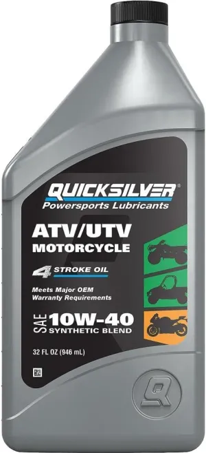 Quicksilver 8M0166408 10W-40 Synthetic Blend ATV/UTV/Motorcycle Oil – 1 Qt.