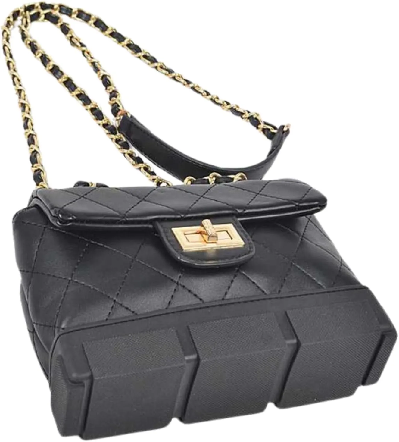 Quilted Shoulder Bag Crossbody for Women – Elegant Vintage Designer Handbag with Gold Chain Strap & Secure Turn Lock
