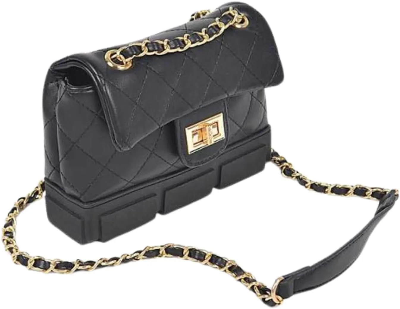 Quilted Shoulder Bag Crossbody for Women – Elegant Vintage Designer Handbag with Gold Chain Strap & Secure Turn Lock