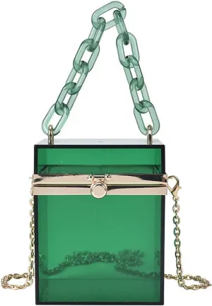 QZUnique Women's Cute Cube Shape Handbag Magic Shoulder Bag Clutch Bag With Super Long Shoulder Strap
