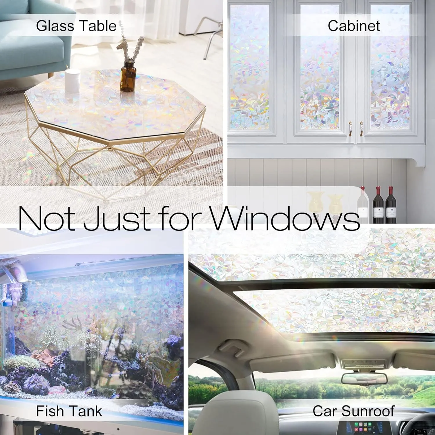 rabbitgoo Window Privacy Film Rainbow Film Decorative Window Sticker, 3D Static Stained Glass Cling Tint for Home Heat Control Non-Adhesive, 29.5 x 78.7 inches