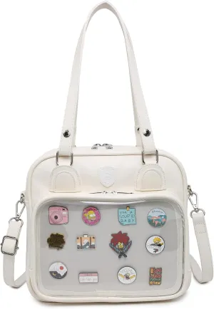 RAINBOW SMILE Ita Bag Multi-Purpose Backpack Crossbody Purse Kawaii Pin Display Bag with Insert for Anime Pins Display