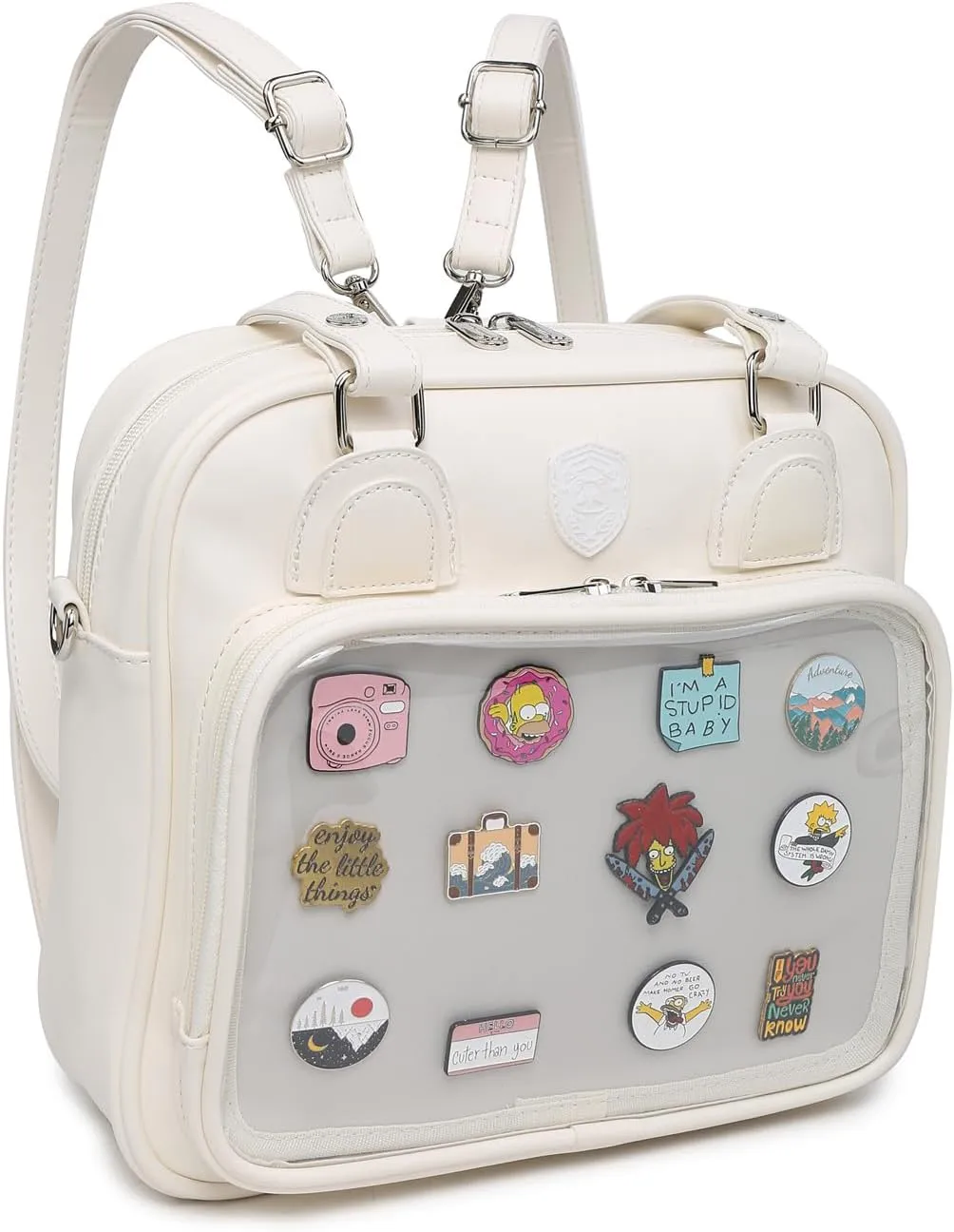 RAINBOW SMILE Ita Bag Multi-Purpose Backpack Crossbody Purse Kawaii Pin Display Bag with Insert for Anime Pins Display
