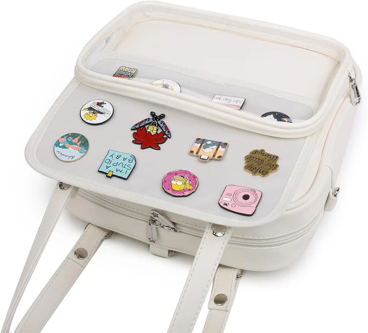 RAINBOW SMILE Ita Bag Multi-Purpose Backpack Crossbody Purse Kawaii Pin Display Bag with Insert for Anime Pins Display