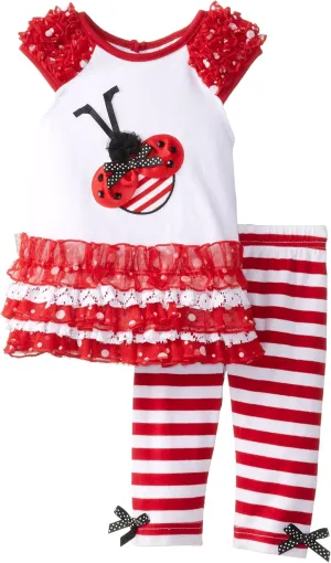Rare Editions Baby Baby-Girls Newborn White Red Tutu Legging Set