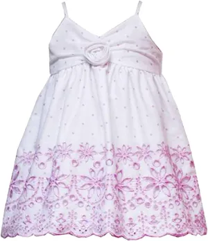 Rare Editions Baby/Infant Girls 3M-24M 2-Piece White Pink DOT Scalloped-Eyelet Border Spring Summer Party Dress