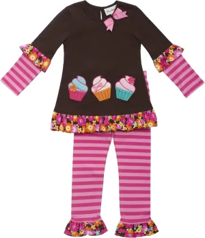 Rare Editions Girls 2T-6X Cupcake Applique Twofer Knit Legging Set