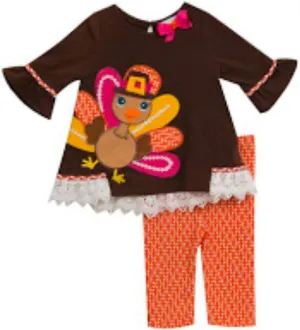Rare Editions Lace Hem Turkey Tunic Legging Set (6, Multi)