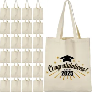 Reginary 40 Pcs Graduation Gift Bags with Handle Reusable Sublimation Blank Tote Bags 15 x 13 Inch Canvas Congrats Grad Tote Graduation Party Favor for High School College Graduate Decor DIY Crafts