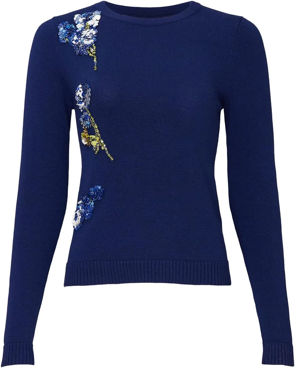 Rent The Runway Pre-Loved Navy Applique Sweater