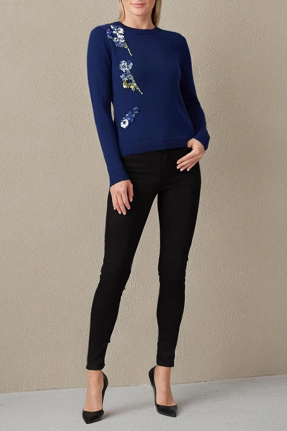 Rent The Runway Pre-Loved Navy Applique Sweater