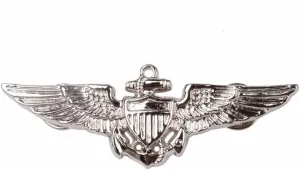 Reproduction WW2 US NAVAL AVIATORS METAL WINGS PIN BADGE silver