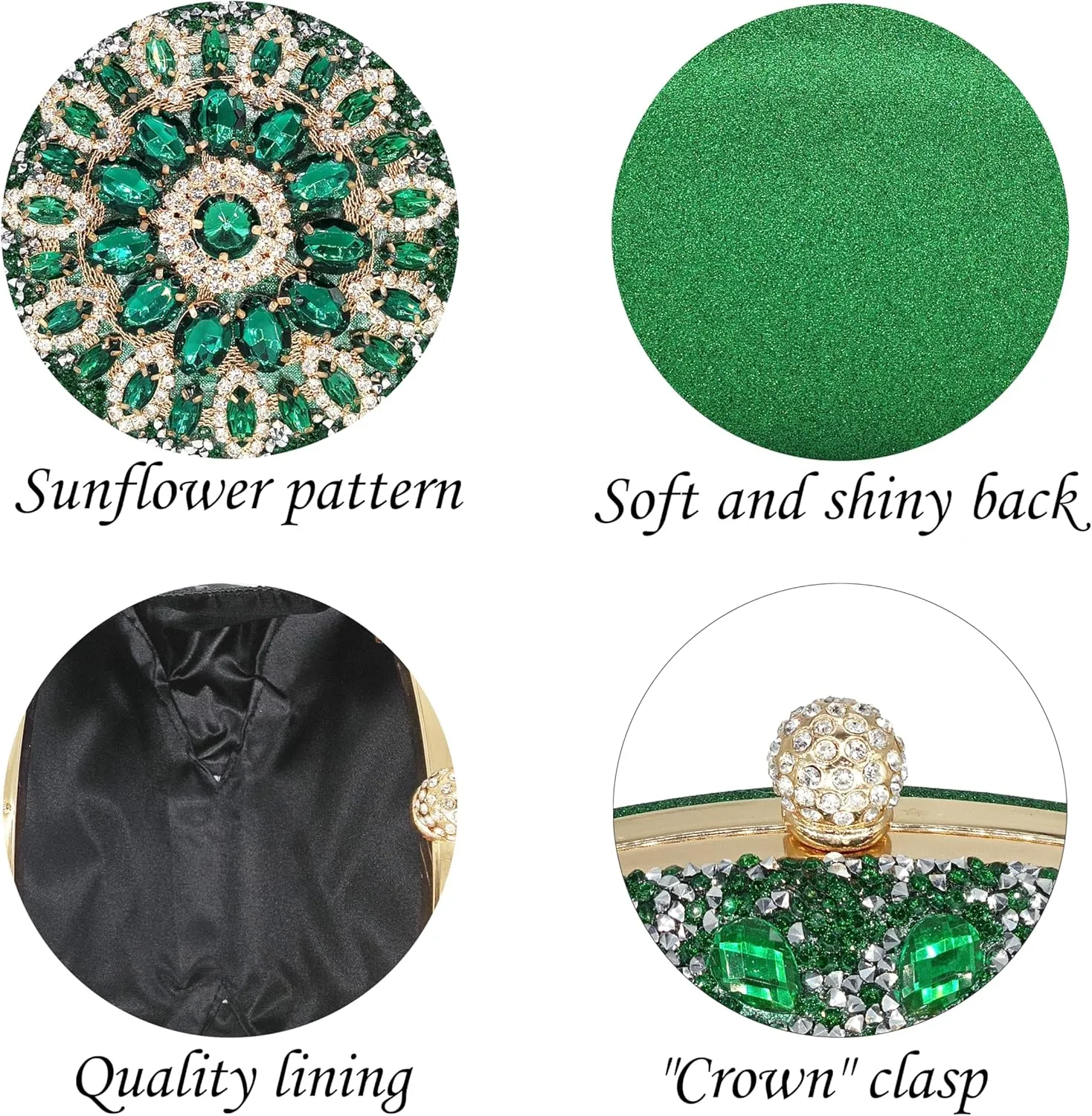 Rhinestone Clutch Purses for Women Evening Wedding Formal - Round Pearl Clasp Handbag - Crystal Diamond Bag