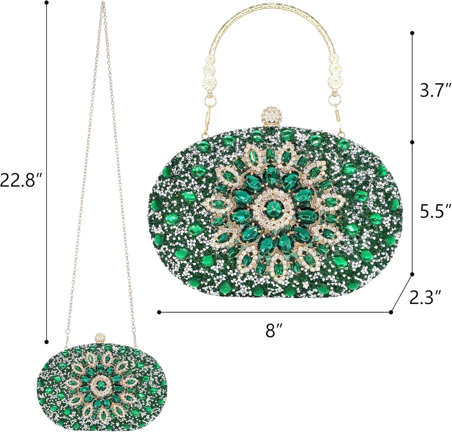 Rhinestone Clutch Purses for Women Evening Wedding Formal - Round Pearl Clasp Handbag - Crystal Diamond Bag