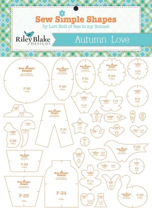 RILEY BLAKE DESIGNS Template Set LOV, Autumn Love by Lori Holt 34/Pkg