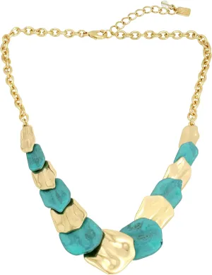 Robert Lee Morris Soho Womens Patina Petal Layered Bib Necklace