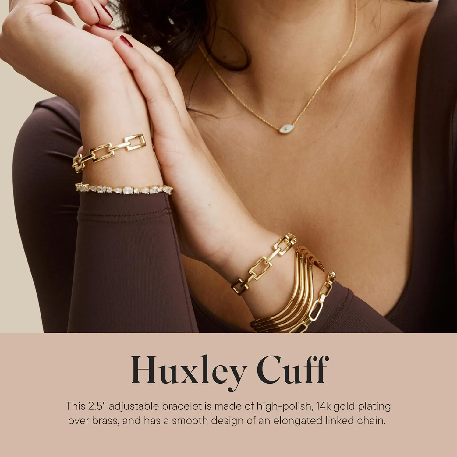Rocksbox Huxley Cuff Bracelet - Adjustable Bracelet for Women - High Polish Plating - Premium Quality Jewelry