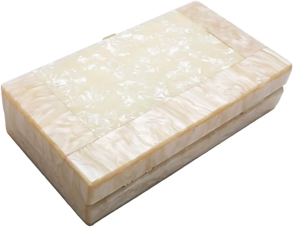 RomanticDesign Women Acrylic Evening Clutch Purse Glitter Marbling Handbag with Pearl Chain for Wedding Cocktail Party
