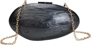 RomanticDesign Women Acrylic Evening Clutch Purse Glitter Oval Marble Handbag Crossbody Bag for Wedding Party Cocktail