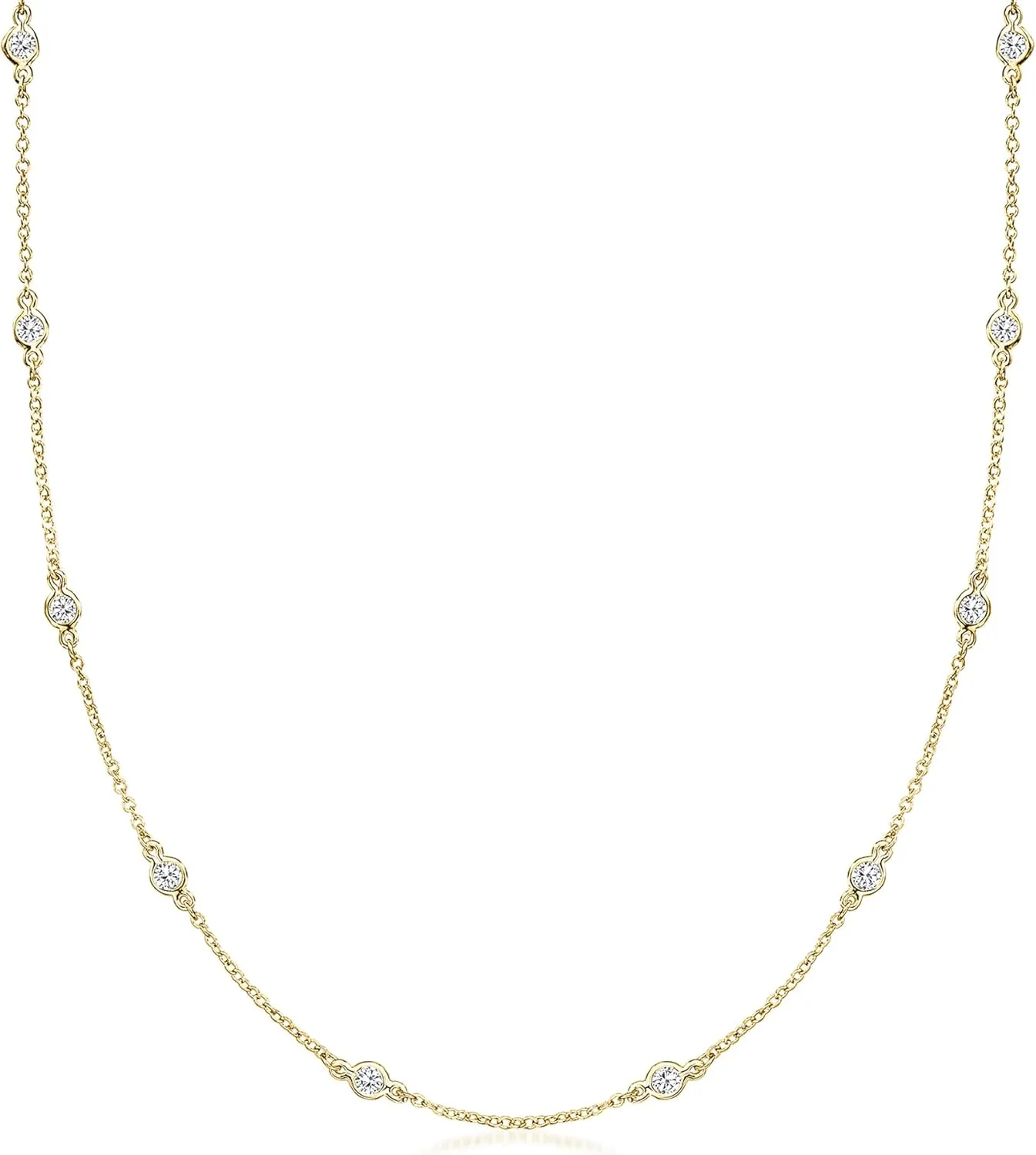 Ross-Simons 1.00 ct. t.w. Bezel-Set CZ Station Necklace in 18kt Gold Over Sterling