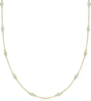 Ross-Simons 1.00 ct. t.w. Bezel-Set CZ Station Necklace in 18kt Gold Over Sterling