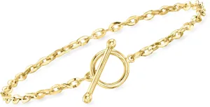 Ross-Simons 2.7mm 18kt Gold Over Sterling Cable-Chain Toggle Bracelet