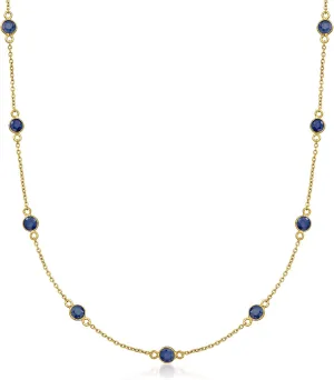 Ross-Simons 3.10 ct. t.w. Sapphire Station Necklace in 18kt Gold Over Sterling