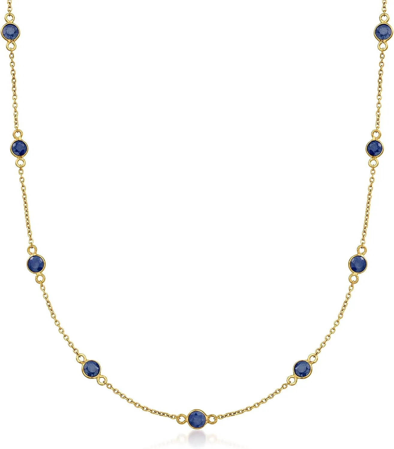 Ross-Simons 3.10 ct. t.w. Sapphire Station Necklace in 18kt Gold Over Sterling