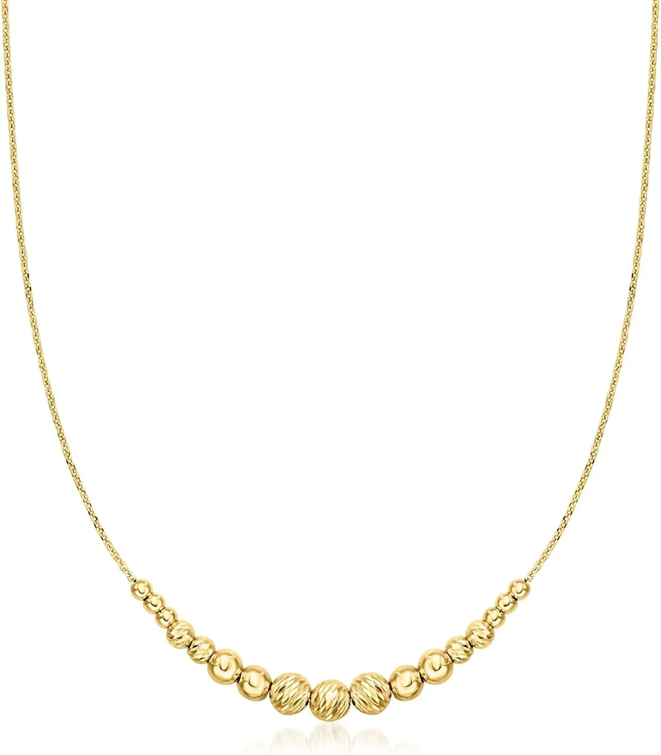 Ross-Simons Italian 3-6mm 18kt Gold Over Sterling Bead Station Necklace
