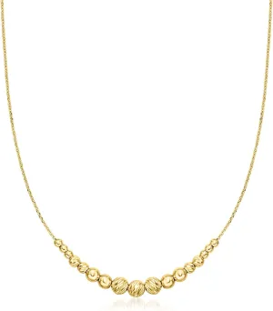 Ross-Simons Italian 3-6mm 18kt Gold Over Sterling Bead Station Necklace