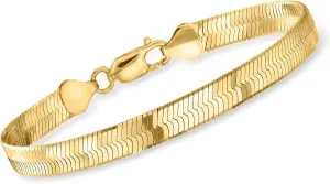 Ross-Simons Italian 6mm 18kt Gold Over Sterling Herringbone Bracelet