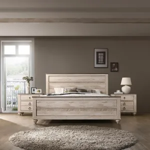 Roundhill Furniture Imerland Contemporary 3-Piece Bedroom Set, Queen, White Wash Finish