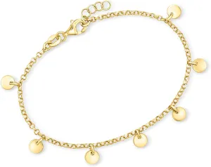 RS Pure by Ross-Simons Italian 18kt Gold Vermeil Disc Station Bracelet