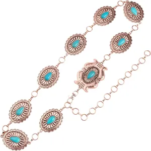 Rustic Couture's Womens Western Cowgirl Chain Belt Rustic Concho Metal Waist Belts