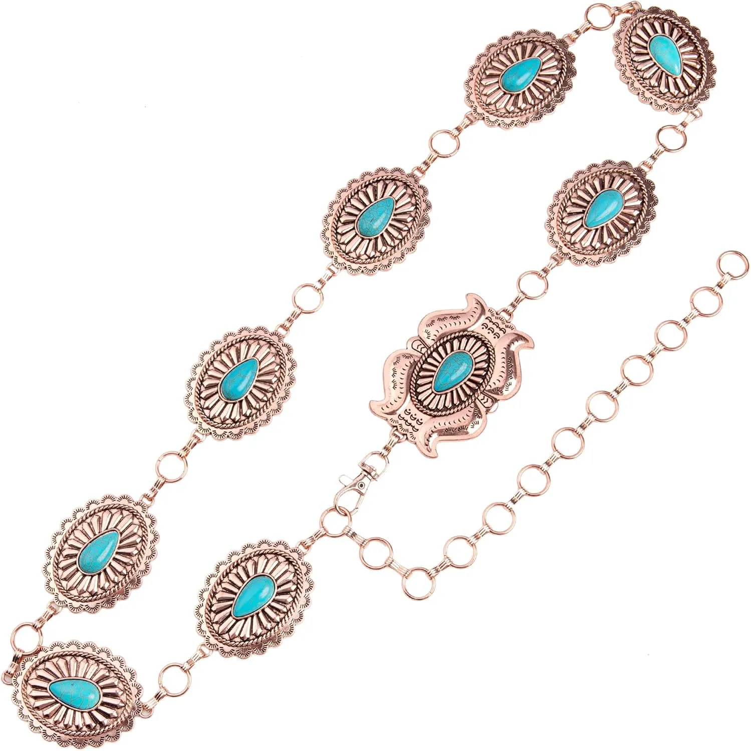 Rustic Couture's Womens Western Cowgirl Chain Belt Rustic Concho Metal Waist Belts
