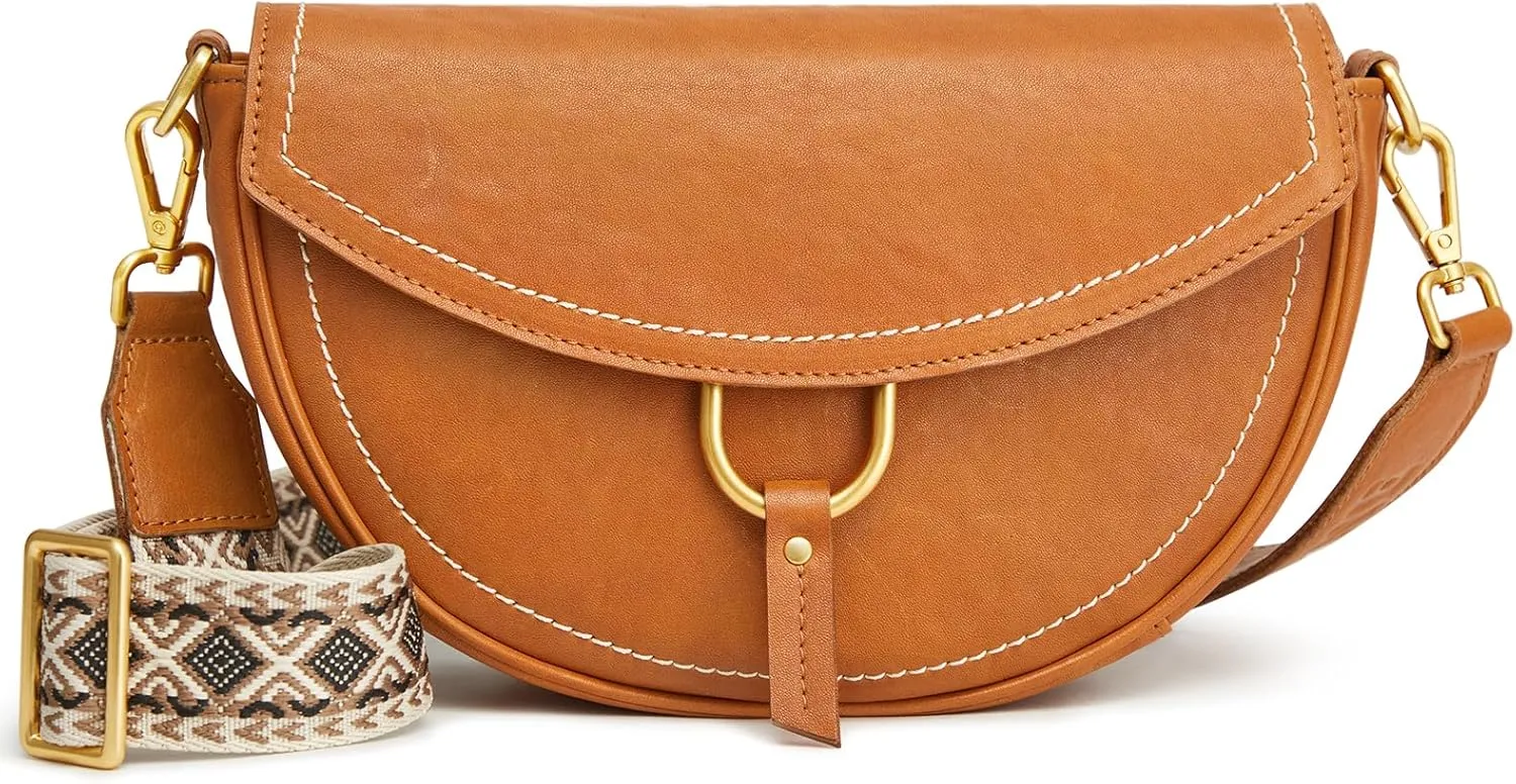 S-ZONE Crossbody Bags for Women Top Grain Leather Shoulder Bag Small Cross Body Purse with Adjustable Wide Strap