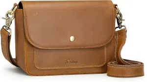 S-ZONE Genuine Leather Crossbody Bags for Women Trendy Small Purses Over the Shoulder Handbags