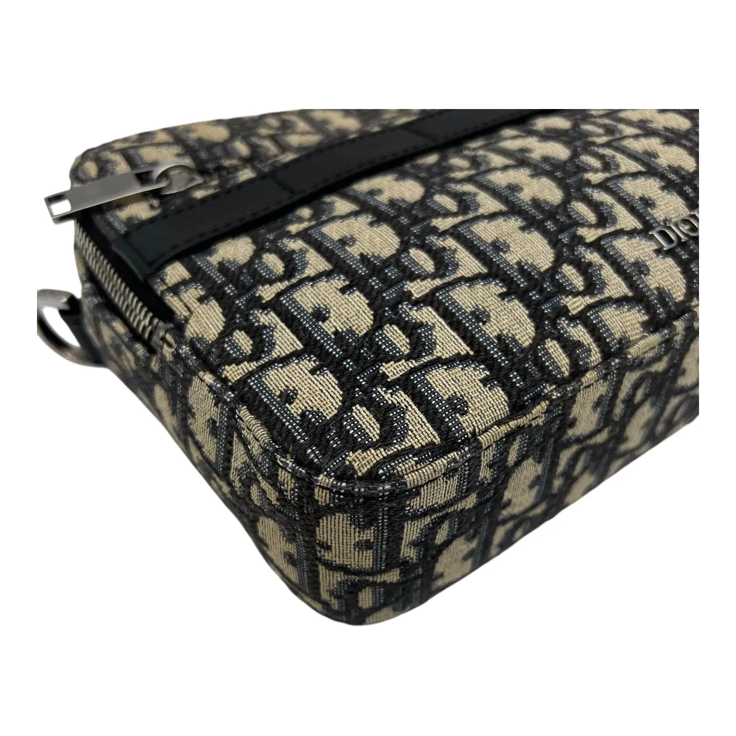 Safari Crossbody Bag Blue in Jacquard, Silver hardware