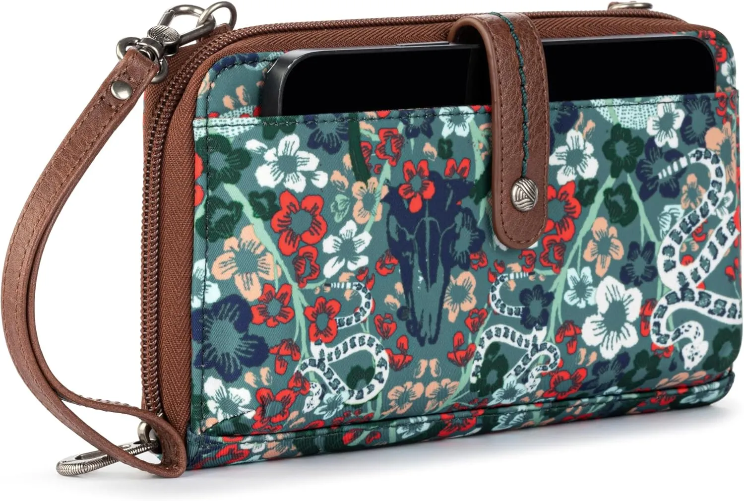 Sakroots Artist Circle Smartphone Crossbody in Eco Twill, Detachable Wristlet Strap