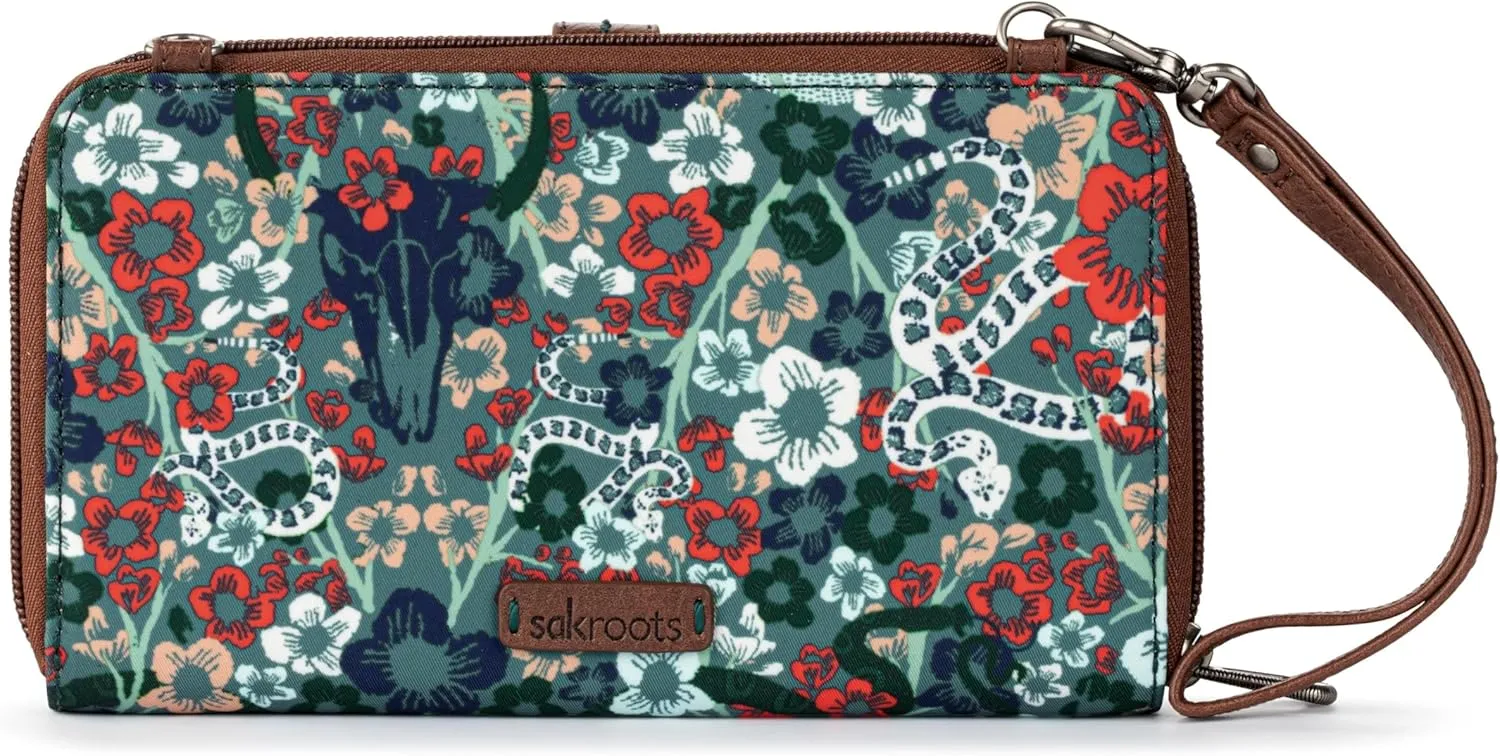 Sakroots Artist Circle Smartphone Crossbody in Eco Twill, Detachable Wristlet Strap